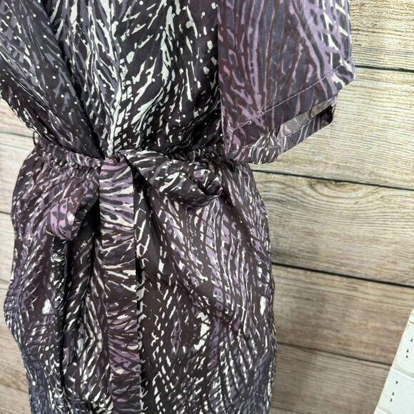 Charlie Jade Silk Mini Dress XS Black Feather Print Cold Shoulder Size XS - Picture 4 of 8
